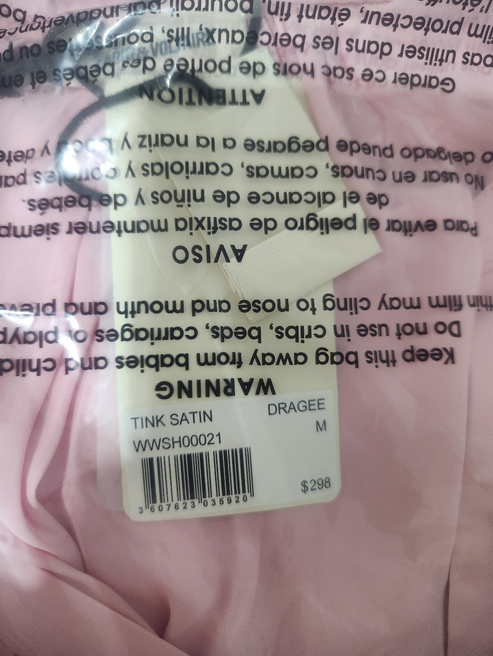 NWT Zadig & Voltaire TINK Light Pink Slit V-Neck Shirred Satin Tunic Blouse - Picture 7 of 7